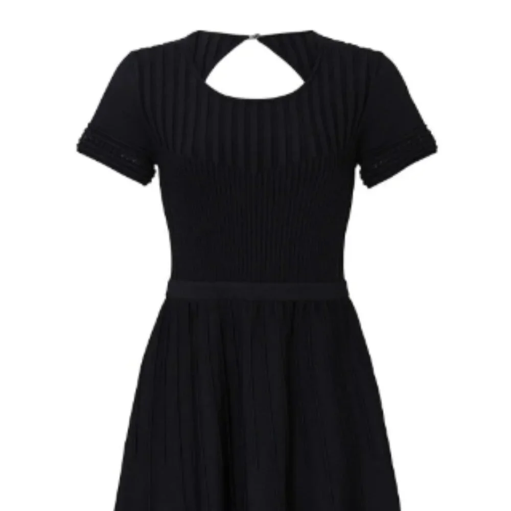 Parker Hamilton Knit Ribbed Fit & Flare Dress Black